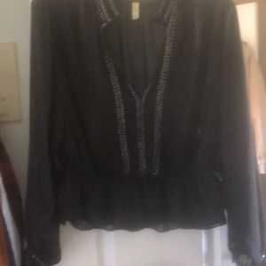 Free people black embellished blouse